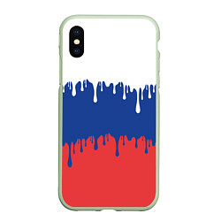 Чехол iPhone XS Max матовый Флаг России - потёки, цвет: 3D-салатовый