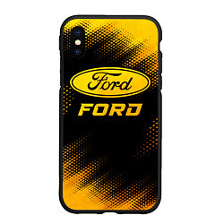 Чехол iPhone XS Max матовый Ford - gold gradient