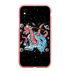 Чехол iPhone XS Max матовый A planet in the form of a skull - pop art, цвет: 3D-баблгам