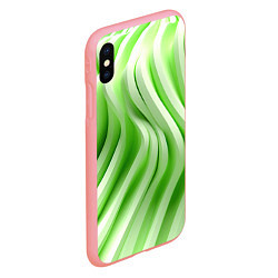 Чехол iPhone XS Max матовый Белые и зеленый волны, цвет: 3D-баблгам — фото 2