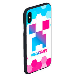 Чехол iPhone XS Max матовый Minecraft neon gradient style, цвет: 3D-черный — фото 2