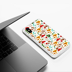 Чехол iPhone XS Max матовый Лесное царство - паттерн, цвет: 3D-белый — фото 2