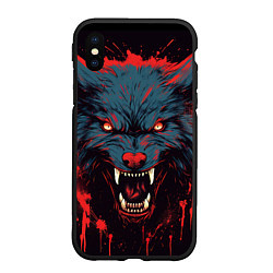 Чехол iPhone XS Max матовый Red blue wolf