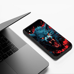 Чехол iPhone XS Max матовый Wolf black red, цвет: 3D-черный — фото 2