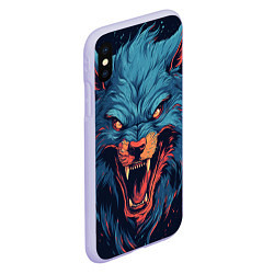 Чехол iPhone XS Max матовый Art blue wolf, цвет: 3D-светло-сиреневый — фото 2