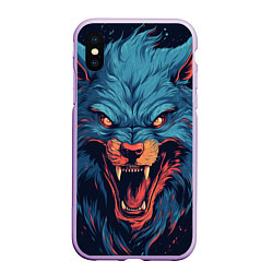 Чехол iPhone XS Max матовый Art blue wolf