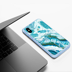 Чехол iPhone XS Max матовый 50 Оттенков Океана, цвет: 3D-голубой — фото 2