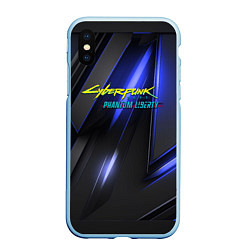 Чехол iPhone XS Max матовый Cyberpunk 2077 phantom liberty, цвет: 3D-голубой