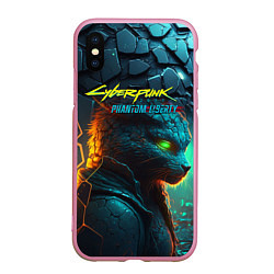 Чехол iPhone XS Max матовый Сyberpunk 2077 phantom liberty cat, цвет: 3D-розовый