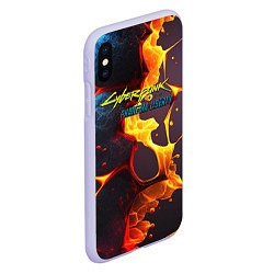 Чехол iPhone XS Max матовый Cyberpunk 2077 phantom fire, цвет: 3D-светло-сиреневый — фото 2