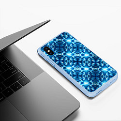 Чехол iPhone XS Max матовый Светящиеся голубые цветы, цвет: 3D-голубой — фото 2