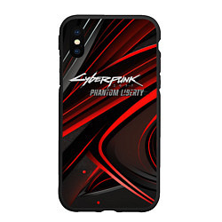 Чехол iPhone XS Max матовый Cyberpunk 2077 phantom liberty silver logo