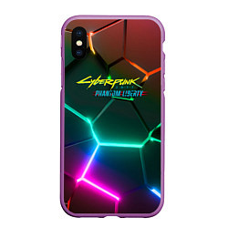 Чехол iPhone XS Max матовый Cyberpunk 2077 phantom liberty logo neon