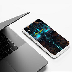 Чехол iPhone XS Max матовый Cyberpunk 2077 phantom liberty cyborg, цвет: 3D-белый — фото 2