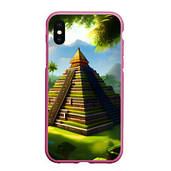 Чехол iPhone XS Max матовый Пирамида индейцев майя, цвет: 3D-малиновый