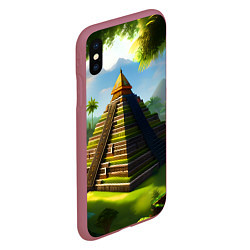 Чехол iPhone XS Max матовый Пирамида индейцев майя, цвет: 3D-малиновый — фото 2