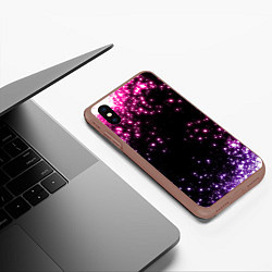 Чехол iPhone XS Max матовый Неоновые звезды - neon, цвет: 3D-коричневый — фото 2