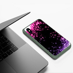 Чехол iPhone XS Max матовый Неоновые звезды - neon, цвет: 3D-темно-зеленый — фото 2