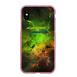 Чехол iPhone XS Max матовый Cyberpunk 2077 phantom liberty green, цвет: 3D-розовый