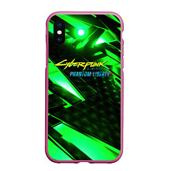 Чехол iPhone XS Max матовый Cyberpunk 2077 phantom liberty neon green, цвет: 3D-малиновый