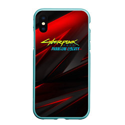 Чехол iPhone XS Max матовый Cyberpunk 2077 phantom liberty red black logo