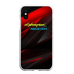 Чехол iPhone XS Max матовый Cyberpunk 2077 phantom liberty red black logo, цвет: 3D-белый