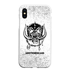 Чехол iPhone XS Max матовый Motorhead с потертостями на светлом фоне, цвет: 3D-белый