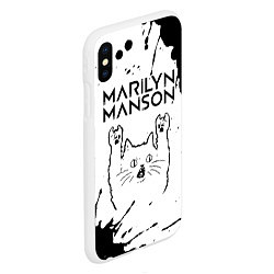 Чехол iPhone XS Max матовый Marilyn Manson рок кот на светлом фоне, цвет: 3D-белый — фото 2