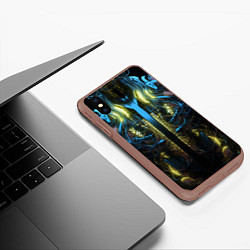 Чехол iPhone XS Max матовый Туловище киборга желтый неон, цвет: 3D-коричневый — фото 2