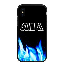 Чехол iPhone XS Max матовый Sum41 blue fire, цвет: 3D-черный