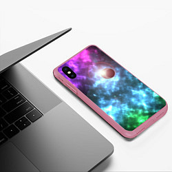 Чехол iPhone XS Max матовый Планета в космическом пространстве, цвет: 3D-малиновый — фото 2