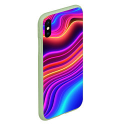 Чехол iPhone XS Max матовый Яркие неоновые волны, цвет: 3D-салатовый — фото 2