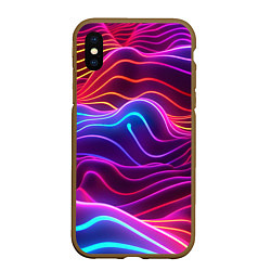 Чехол iPhone XS Max матовый Цветные неоновые волны