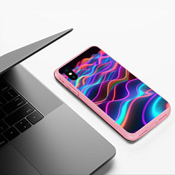 Чехол iPhone XS Max матовый Синие и фиолетовые волны, цвет: 3D-баблгам — фото 2