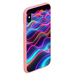 Чехол iPhone XS Max матовый Синие и фиолетовые волны, цвет: 3D-баблгам — фото 2