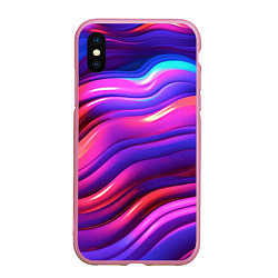 Чехол iPhone XS Max матовый Неоновые волны