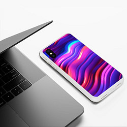 Чехол iPhone XS Max матовый Неоновые волны, цвет: 3D-белый — фото 2