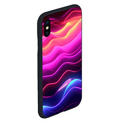 Чехол iPhone XS Max матовый Розовые и фиолетовые неоновые волны, цвет: 3D-черный — фото 2