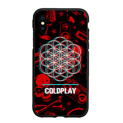 Чехол iPhone XS Max матовый Coldplay rock glitch