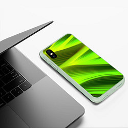 Чехол iPhone XS Max матовый Светлый зеленый абстрактный фон, цвет: 3D-салатовый — фото 2