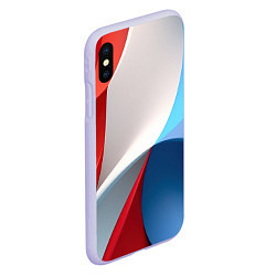 Чехол iPhone XS Max матовый Абстракция белый синий красный, цвет: 3D-светло-сиреневый — фото 2