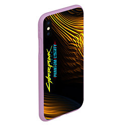 Чехол iPhone XS Max матовый Black yellow cyberpunk phantom liberty, цвет: 3D-сиреневый — фото 2