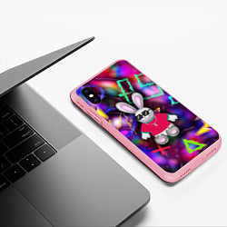 Чехол iPhone XS Max матовый Кролик в футболке, цвет: 3D-баблгам — фото 2