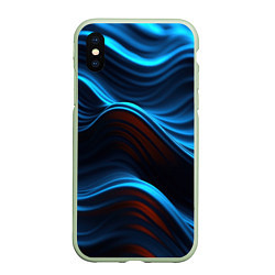 Чехол iPhone XS Max матовый Синие волны абстракт