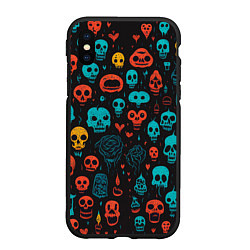 Чехол iPhone XS Max матовый Skull party, цвет: 3D-черный