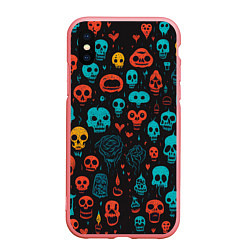 Чехол iPhone XS Max матовый Skull party, цвет: 3D-баблгам