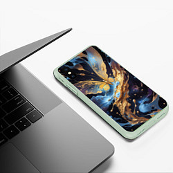 Чехол iPhone XS Max матовый Бабочка краски узор, цвет: 3D-салатовый — фото 2