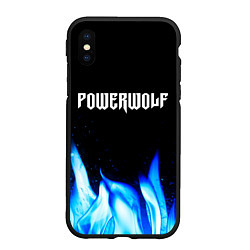 Чехол iPhone XS Max матовый Powerwolf blue fire, цвет: 3D-черный