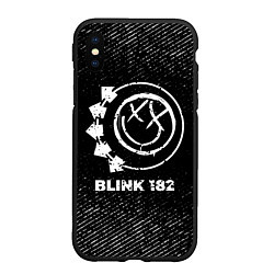 Чехол iPhone XS Max матовый Blink 182 с потертостями на темном фоне, цвет: 3D-черный