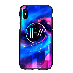 Чехол iPhone XS Max матовый Twenty One Pilots неоновый космос